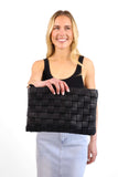 NEW!! “Callie” Woven Faux Leather Crossbody in Black