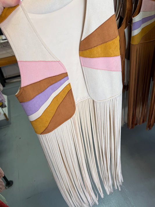 BEST SELLER!! "Desert Sun" Suede Fringe Shawl Vest