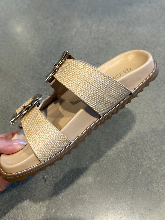 FINAL SALE!! Devon Buckle Sandal in Raffia