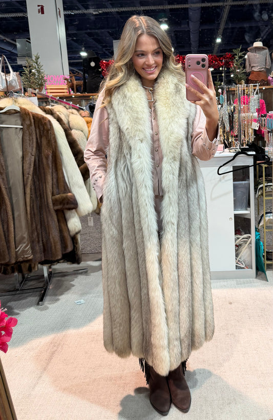 #S9 Vintage Blue Fox Vest Size M/L