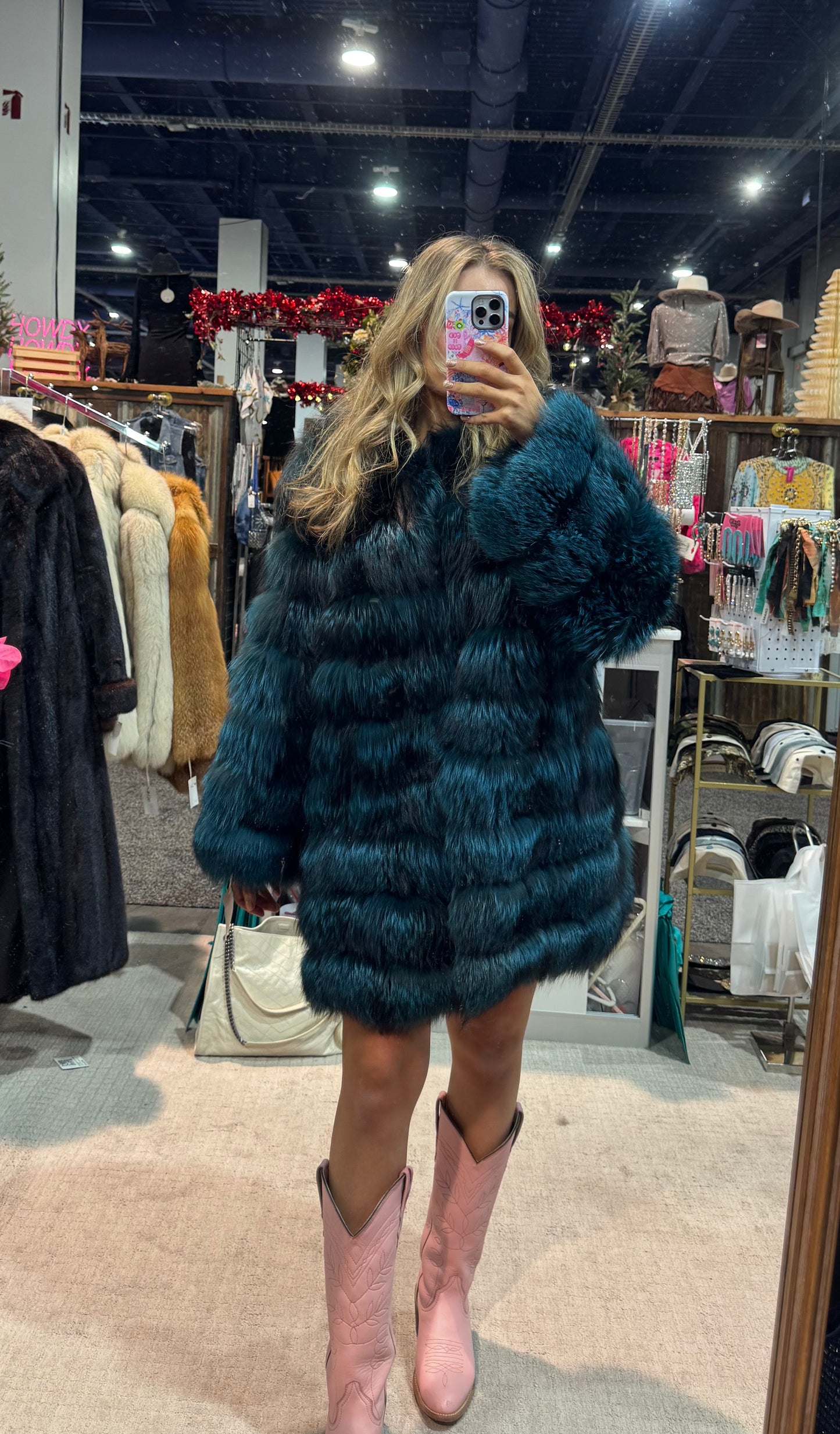 #152 Vintage Dyed Fox Fur Jacket - Size Large