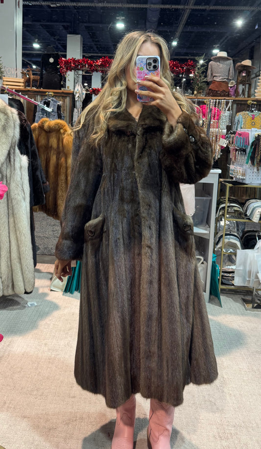 #S6 Vintage Mahogany Mink Coat Size Medium/Large