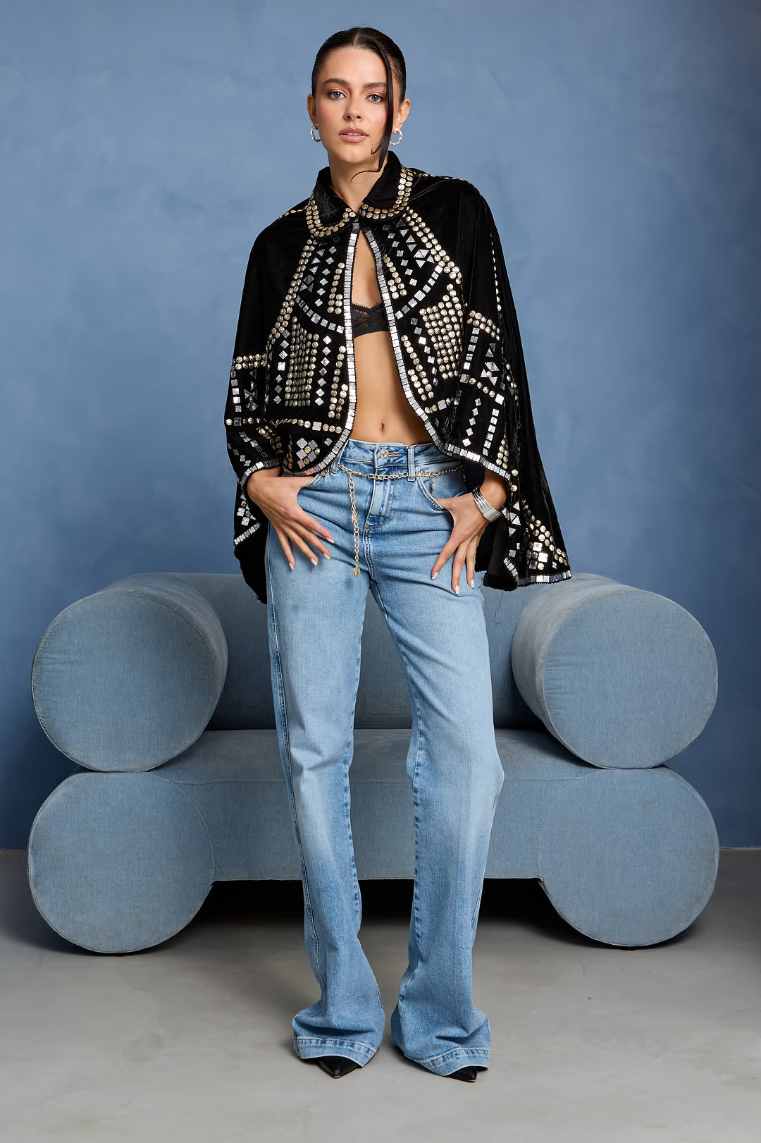FINAL SALE!! Velvet Studded Embellished Cape