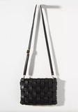 NEW!! “Callie” Woven Faux Leather Crossbody in Black