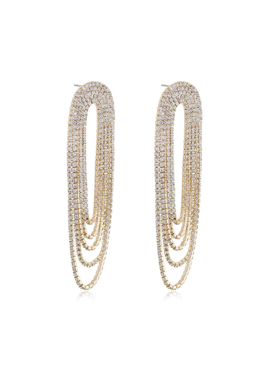 NEW!! Crystal Drape Fringe Earrings