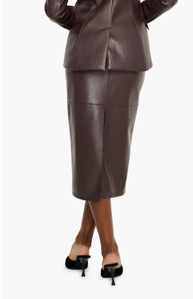 FINAL SALE!! Better Than Leather Midi Skirt in Brown