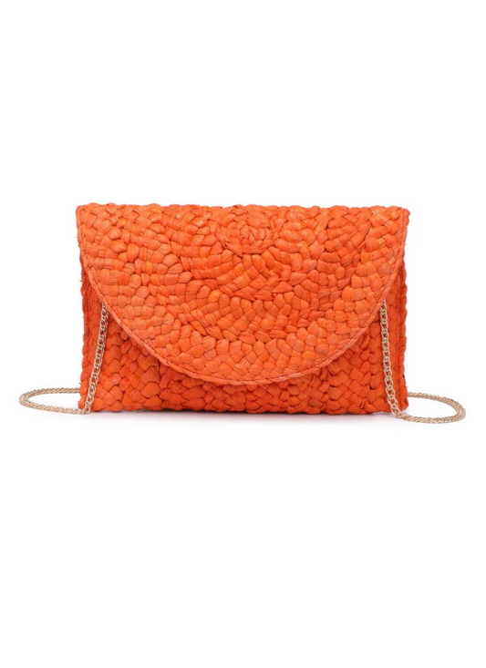 FINAL SALE!! Poolside Straw Clutch in Orange