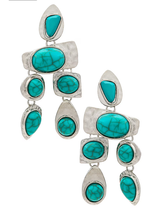 NEW!! Cascais Earrings in Turquoise w/ Silver Backing