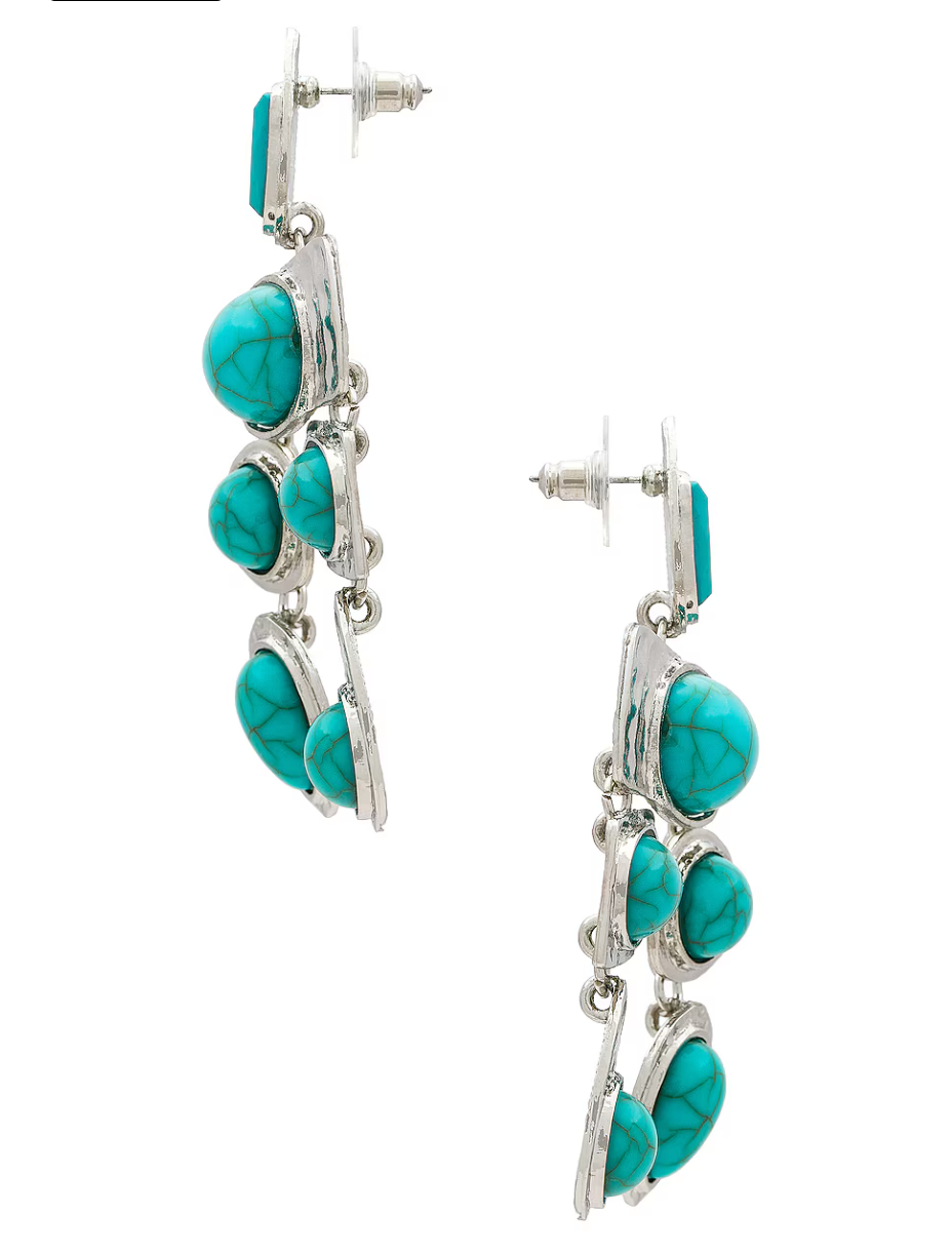 NEW!! Cascais Earrings in Turquoise w/ Silver Backing
