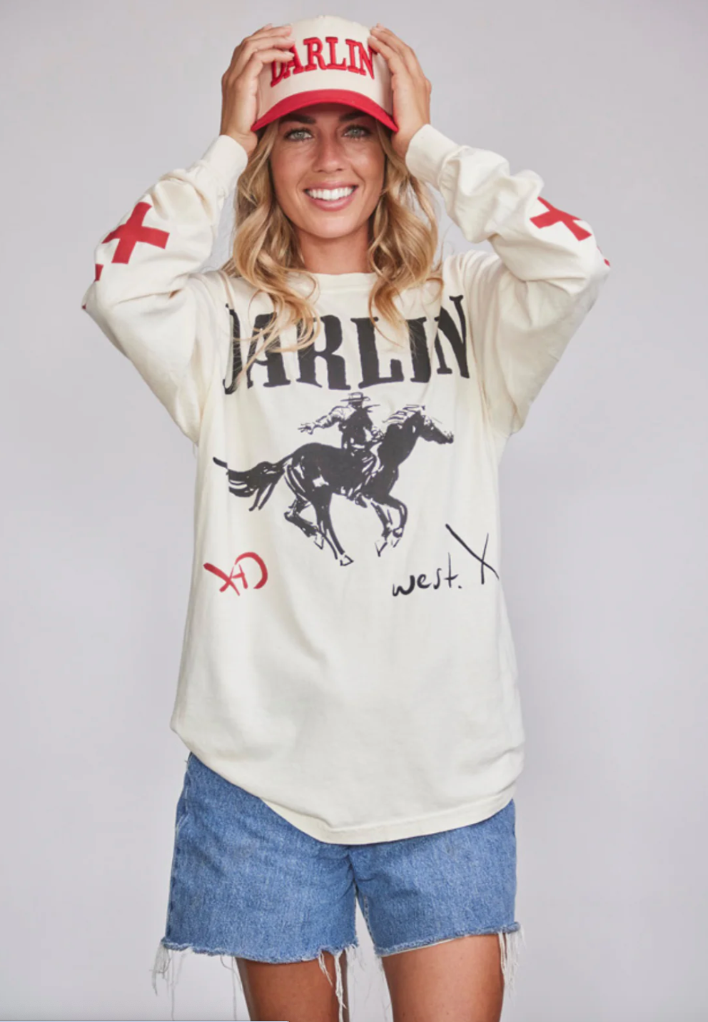 NEW!! DARLIN Trucker Hat in Cream/Red