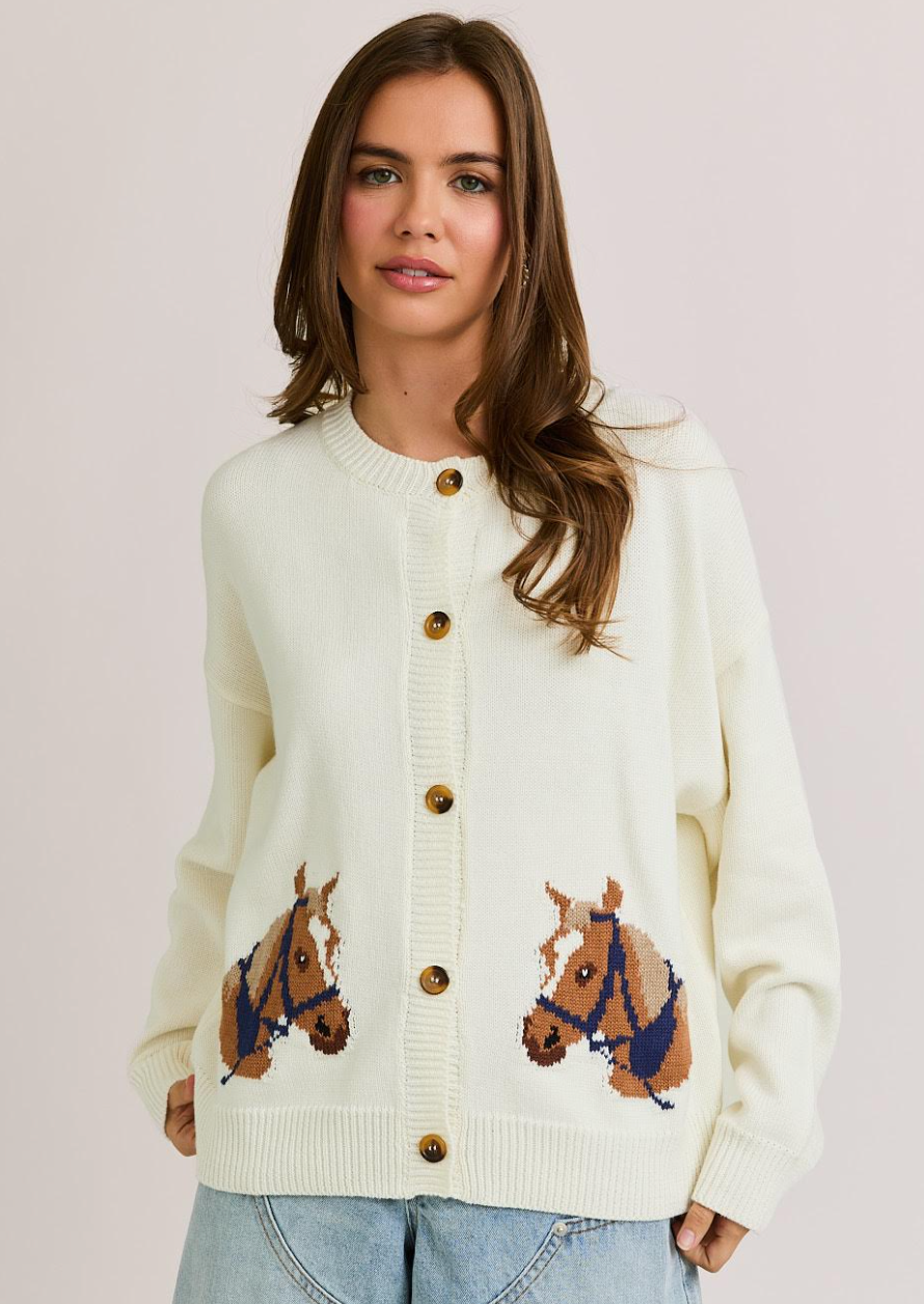 NEW!! "HORSE" Graphic Long Sleeve Cardigan