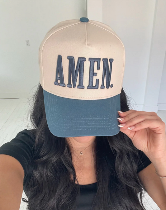 NEW!! AMEN. Slate Blue Vintage Trucker Hat