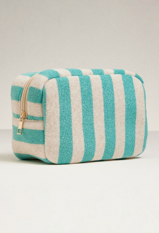 FINAL SALE!! Carmel Striped Sunscreen Pouch in Emerald