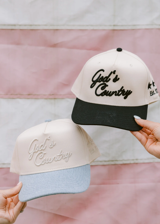 NEW!! God's Country Trucker Hat in Black