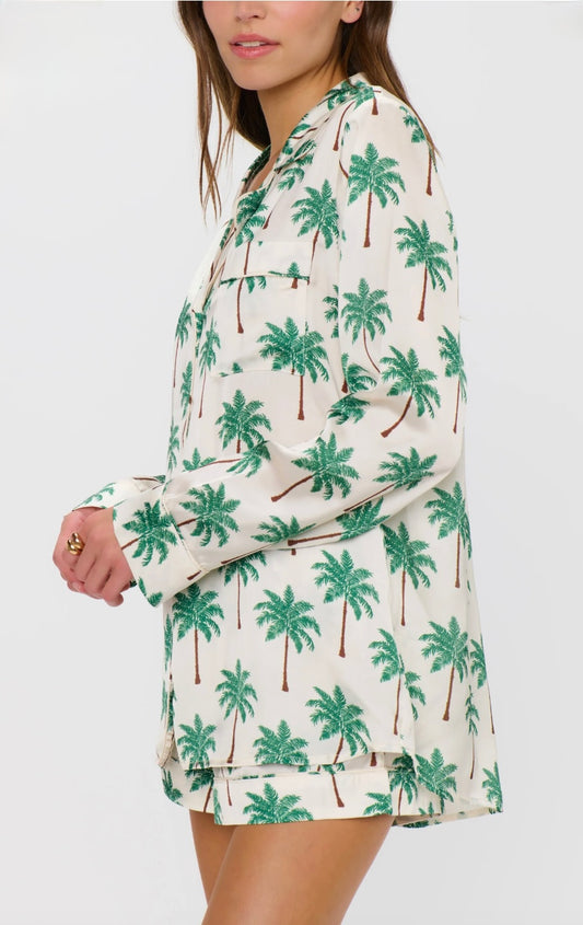 NEW!! Favorite PJ Set in Palm Tree Silky