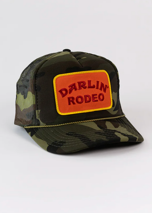 Darlin' Neon Rodeo Patch Trucker in Camo