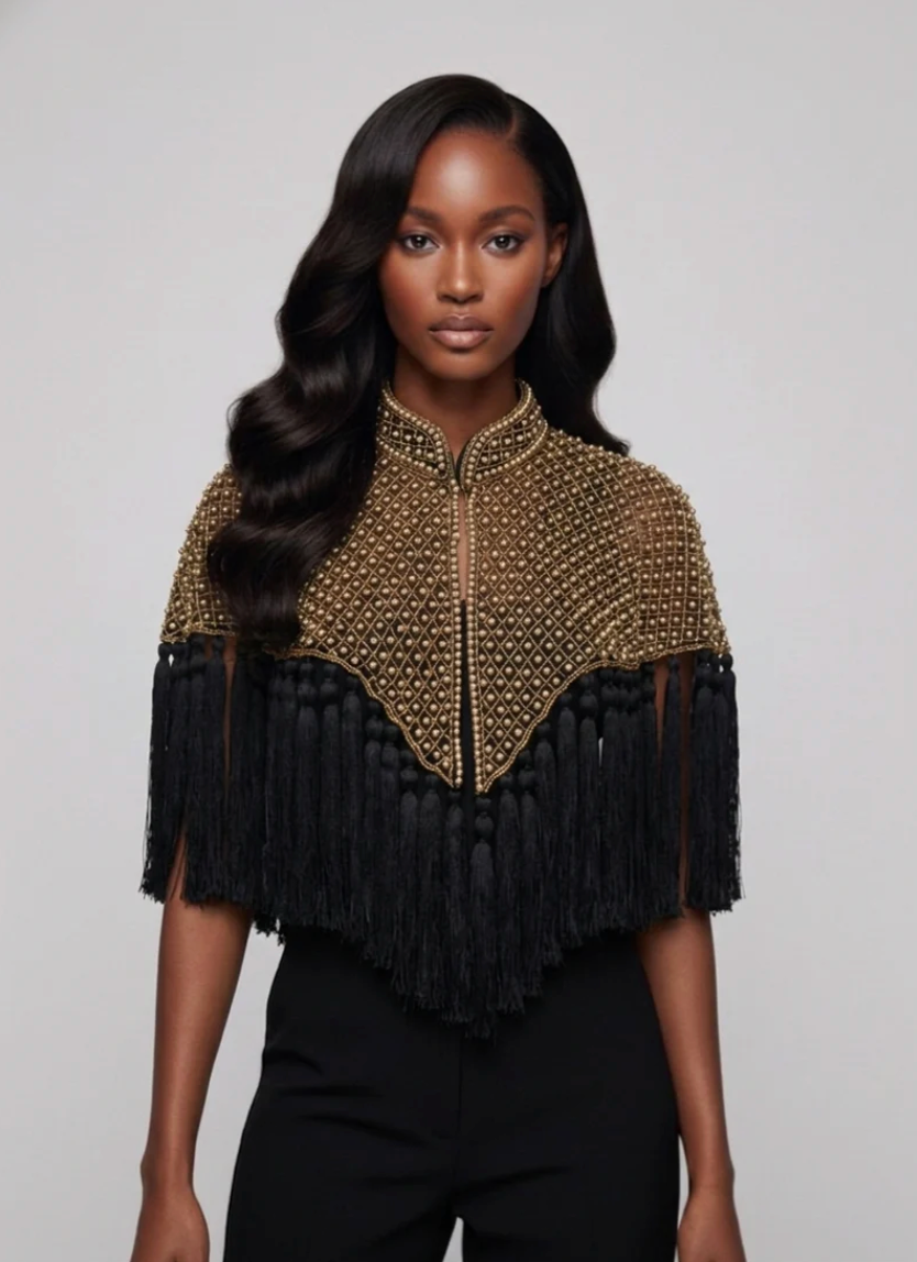 Two Tone Fringe Tassel Cape
