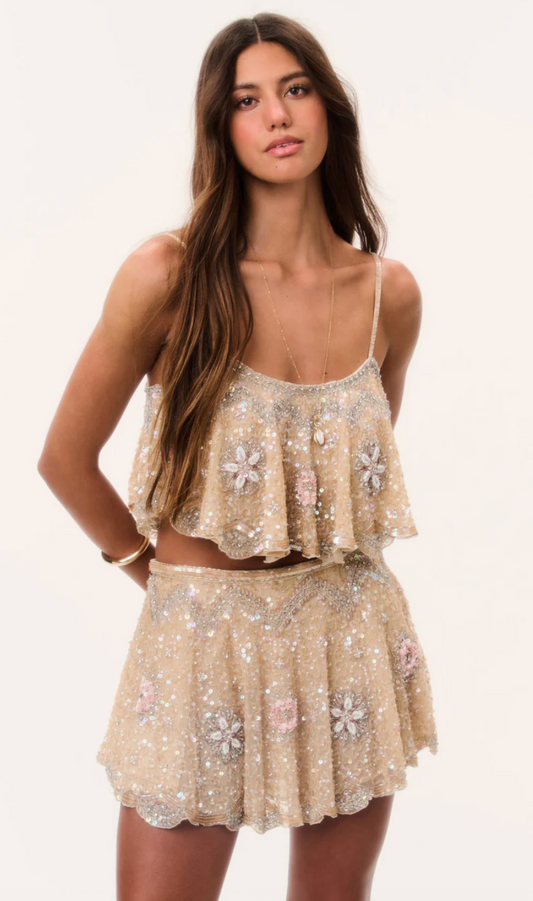 Bramble Beaded Sequin Mini Skirt