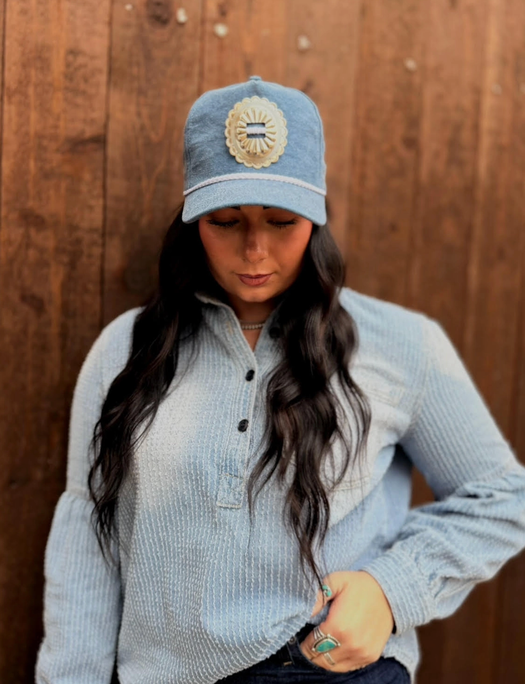 Denim Single Concho Trucker Hat - PREORDER