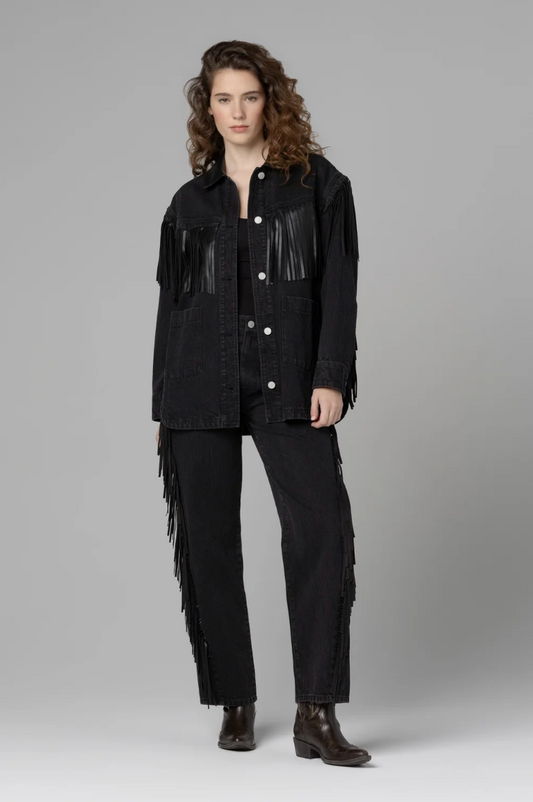 Pony Up Fringe Jacket in Black