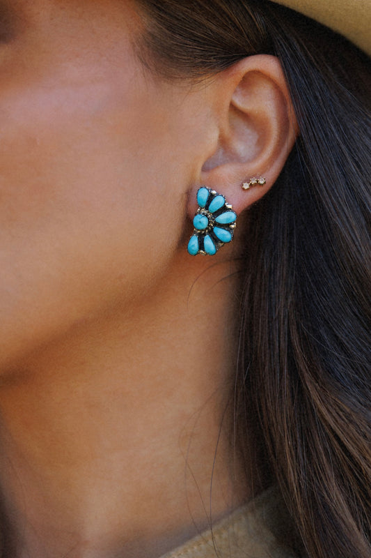 "Half Moon" Kingman Turquoise Earrings