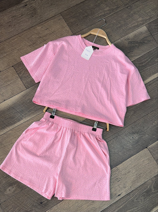 Summer Days Rhinestone Set in Light Pink