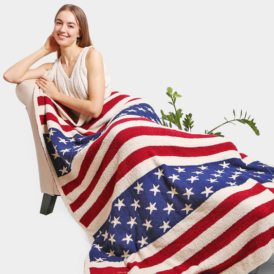 NEW!! Comfy Luxe "American Flag" Reversible Throw Blanket