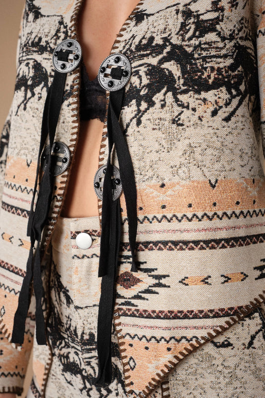 "Out West" Horse Print Jacquard Jacket
