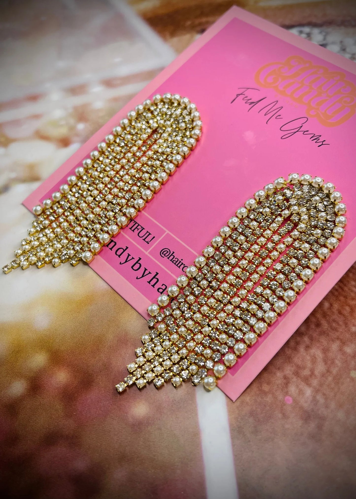 NEW!! Champagne Crystal Long Baby Jumbo Earring
