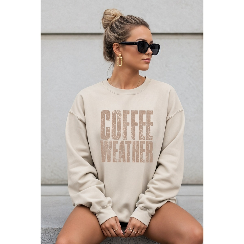 NEW!! Coffee Weather Sweatshirt in Sand