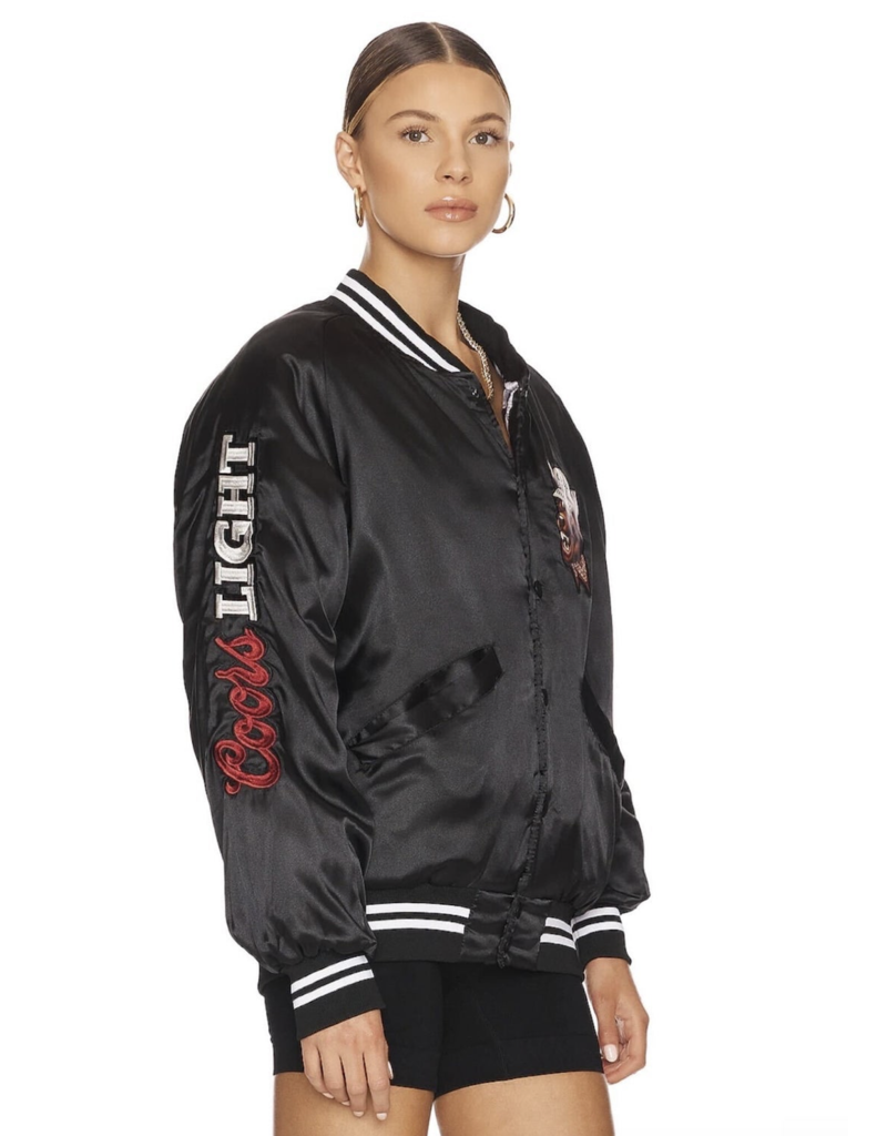 AS SEEN ON MCKINLI!! The "Coors Light" Official Nylon Bomber Jacket in Black Satin