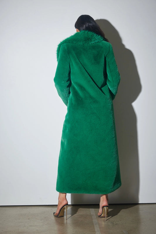NEW!! "Front Row" Faux Fur Coat in Green