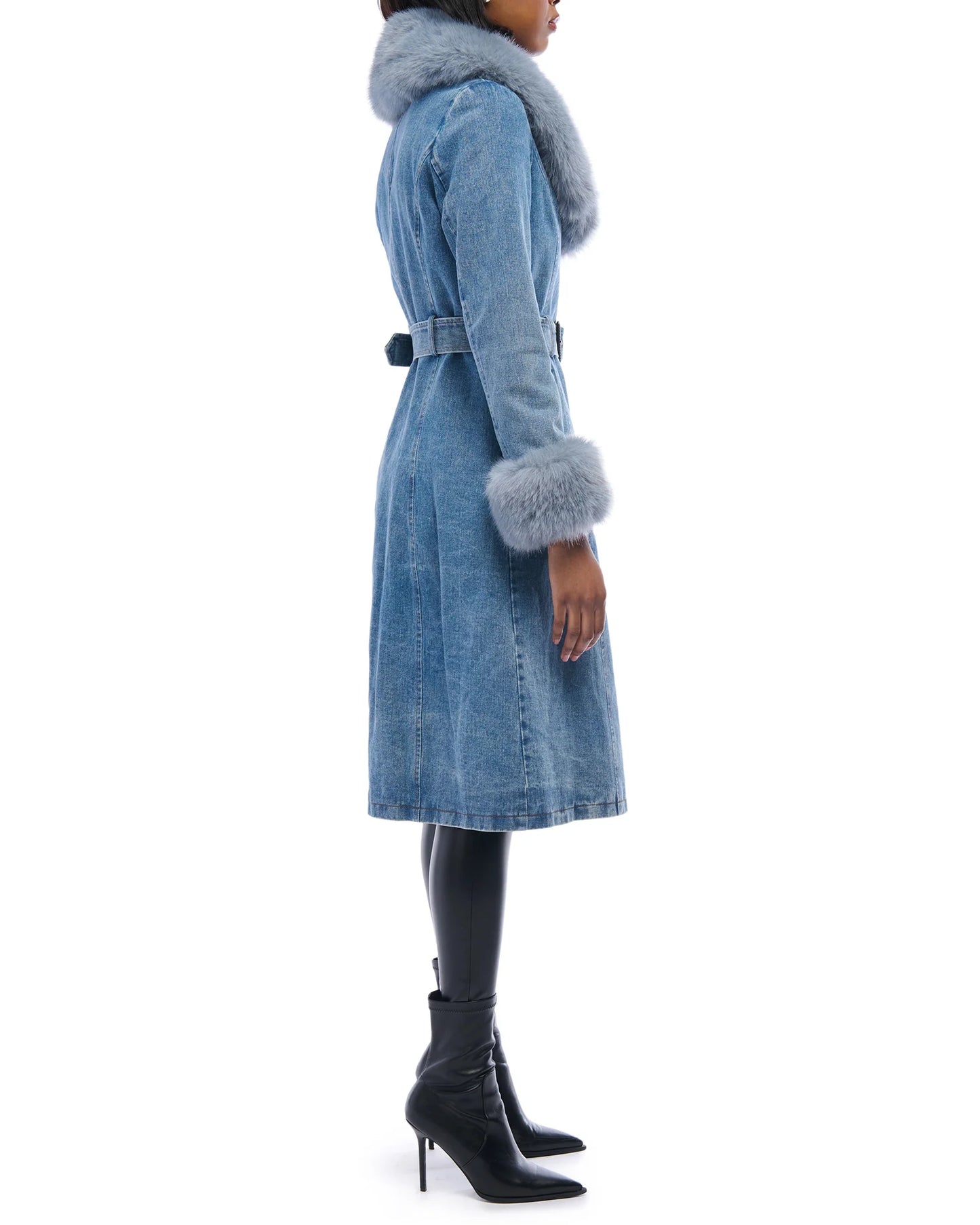 Denim and Faux Fur Trench - PRE ORDER