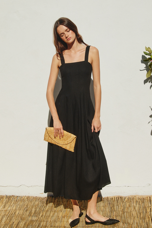 FINAL SALE!! The "Bonjour" Midi Dress in Black (8533479391471)