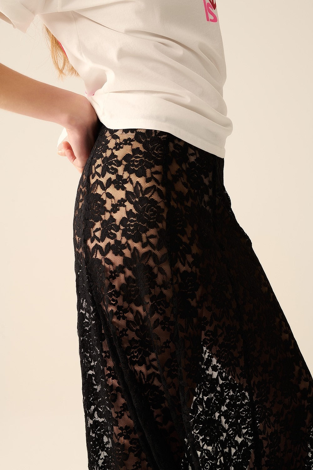NEW!! Flowy Black Lace Maxi Skirt