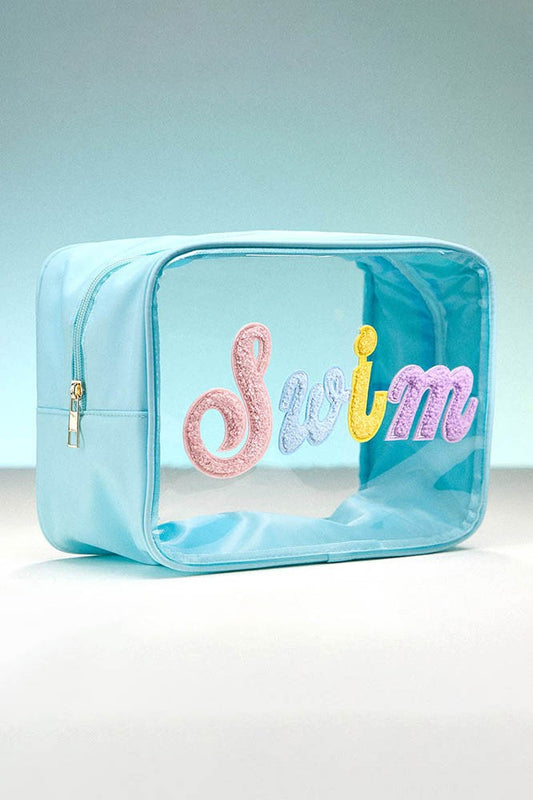 FINAL SALE!! "Swim" Clear Bag in Light Blue