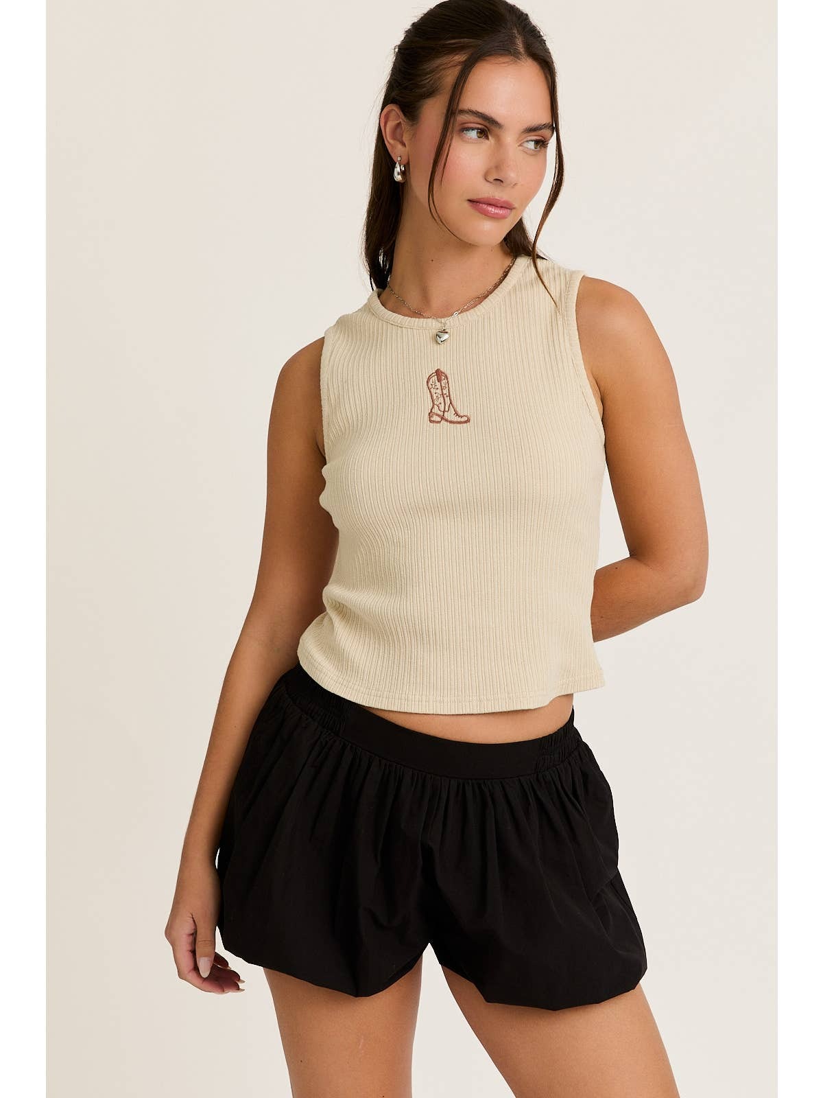 FINAL SALE!! Cowboy Boot Embroidered Tank