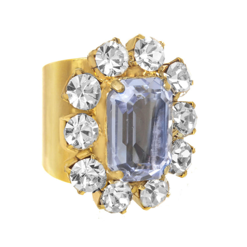 NEW!! Edith Swarovski Crystal Ring in indian Sapphire