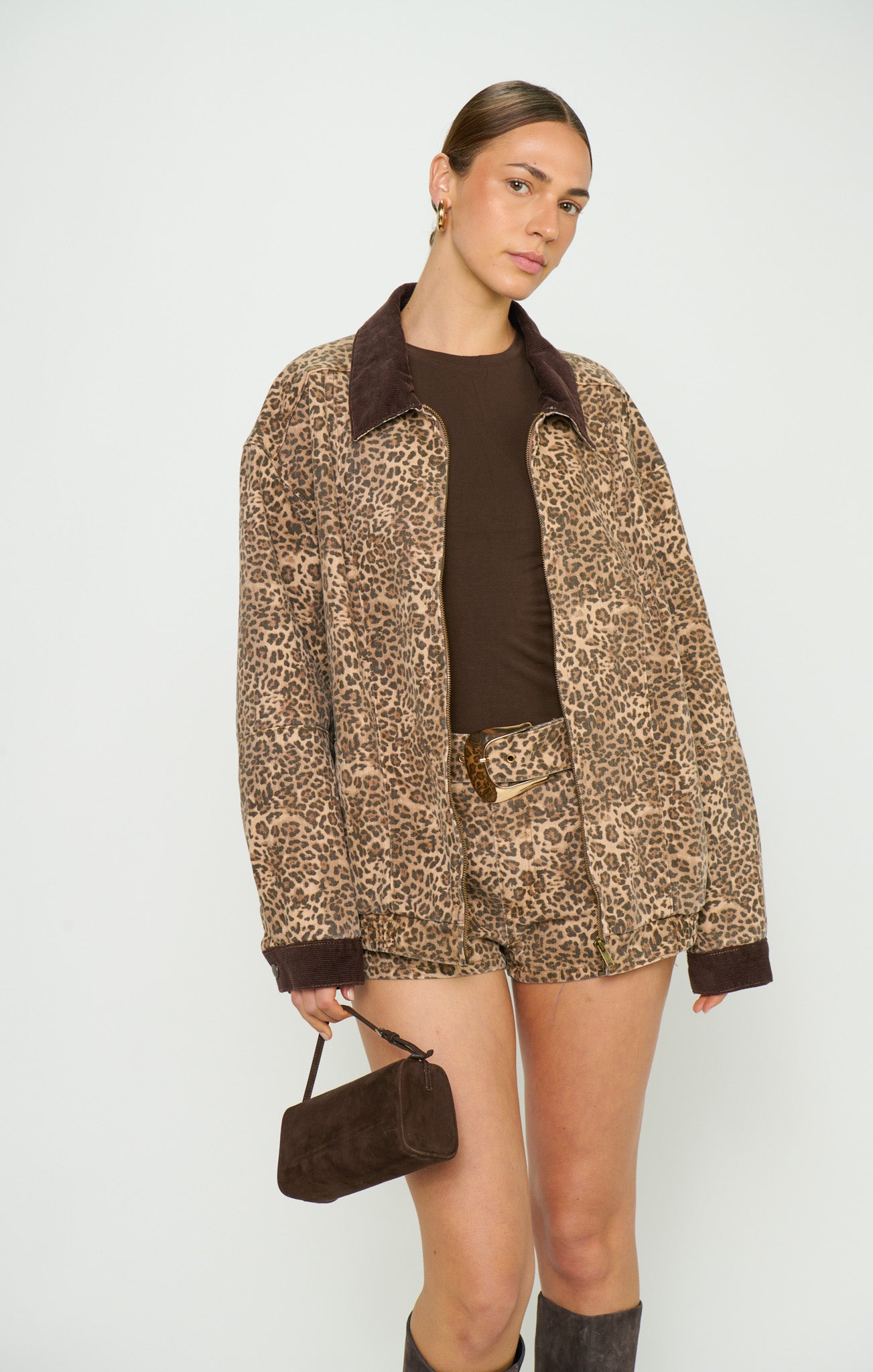 Carter Bomber Jacket - Leopard Denim