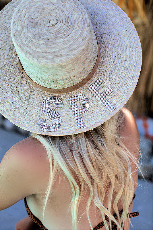 "SPF" Pressed Palm Straw Hat in 2 styles