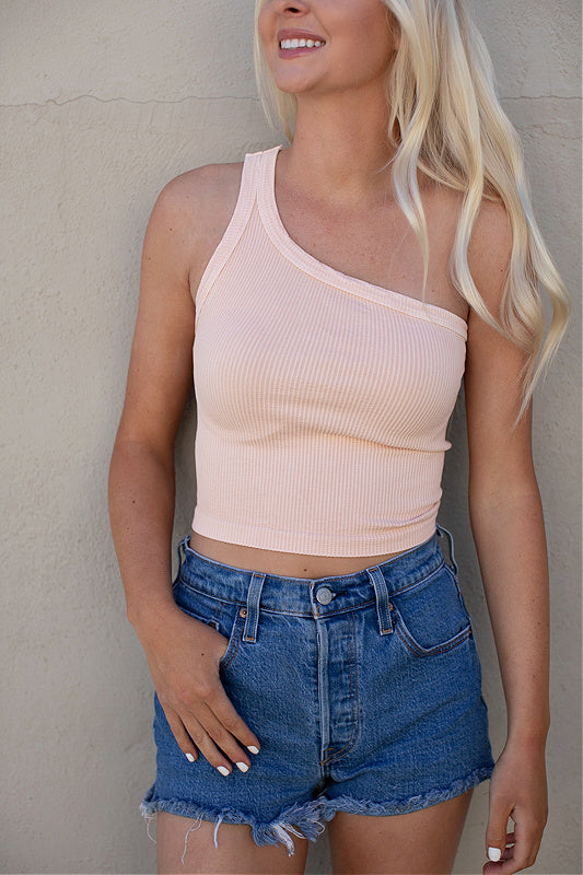 FINAL SALE!! Vintage Apricot One Shoulder Crop Top by Nikibiki