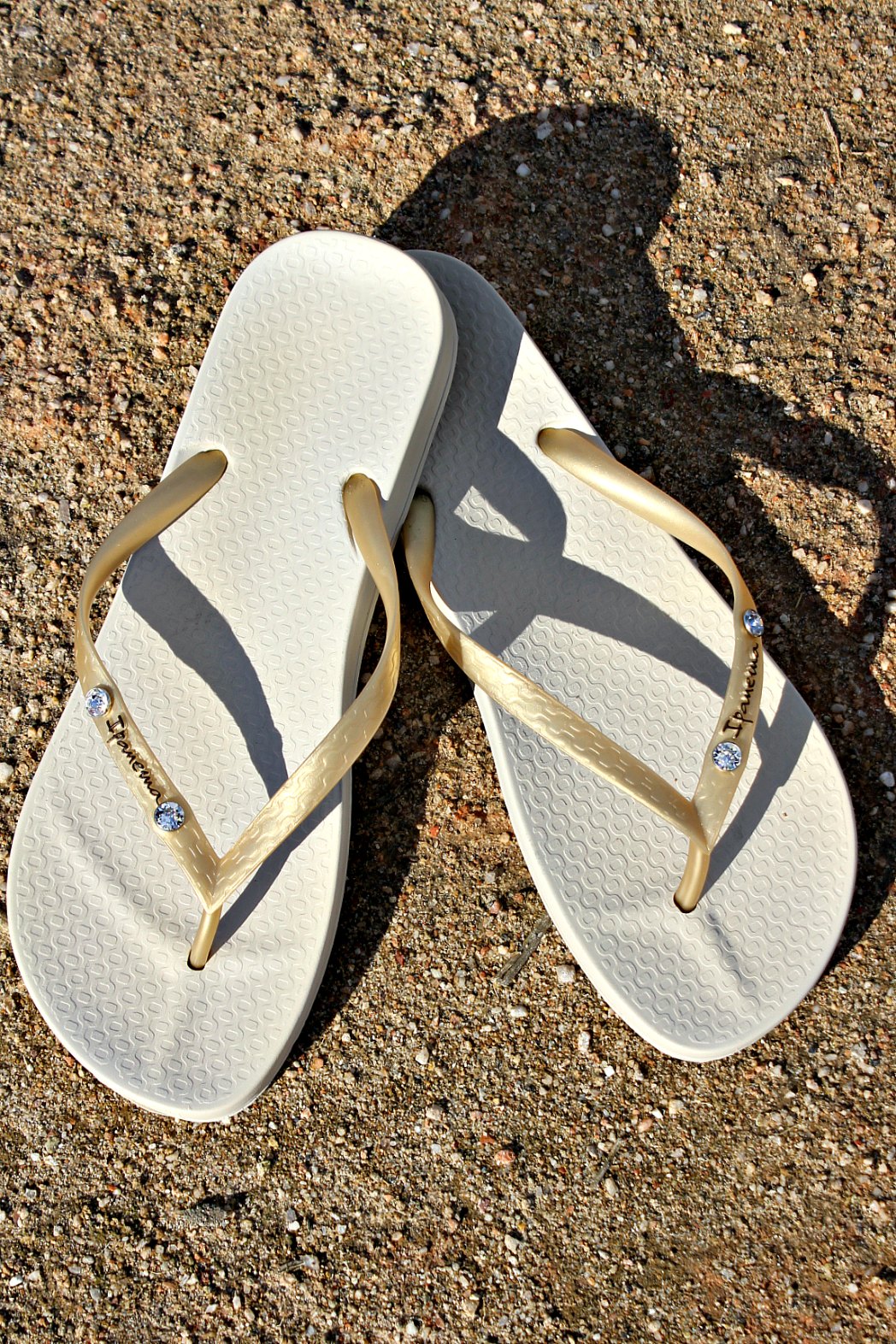 FINAL SALE!! Ipanema Beige/Gold Flip Flop w/ Swarovski Crystals