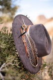 GB ORIGINAL: The Navajo Feather Banded Suede Hat in Grey