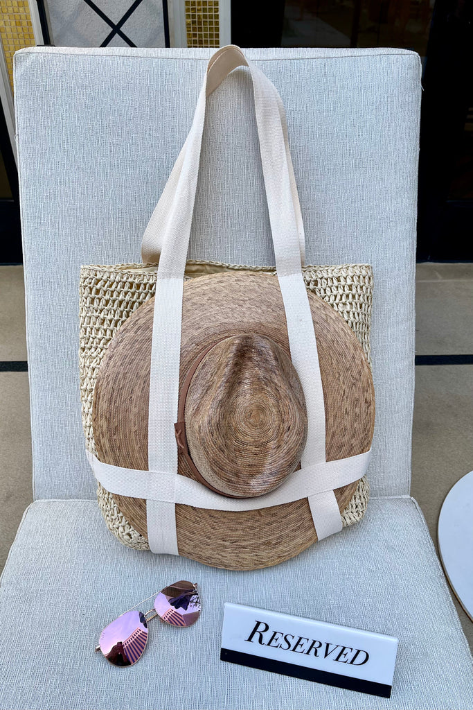 AS SEEN ON LOVERLY GREY!! Hat Carrying Beach Bag in Light Straw - PRE ORDER