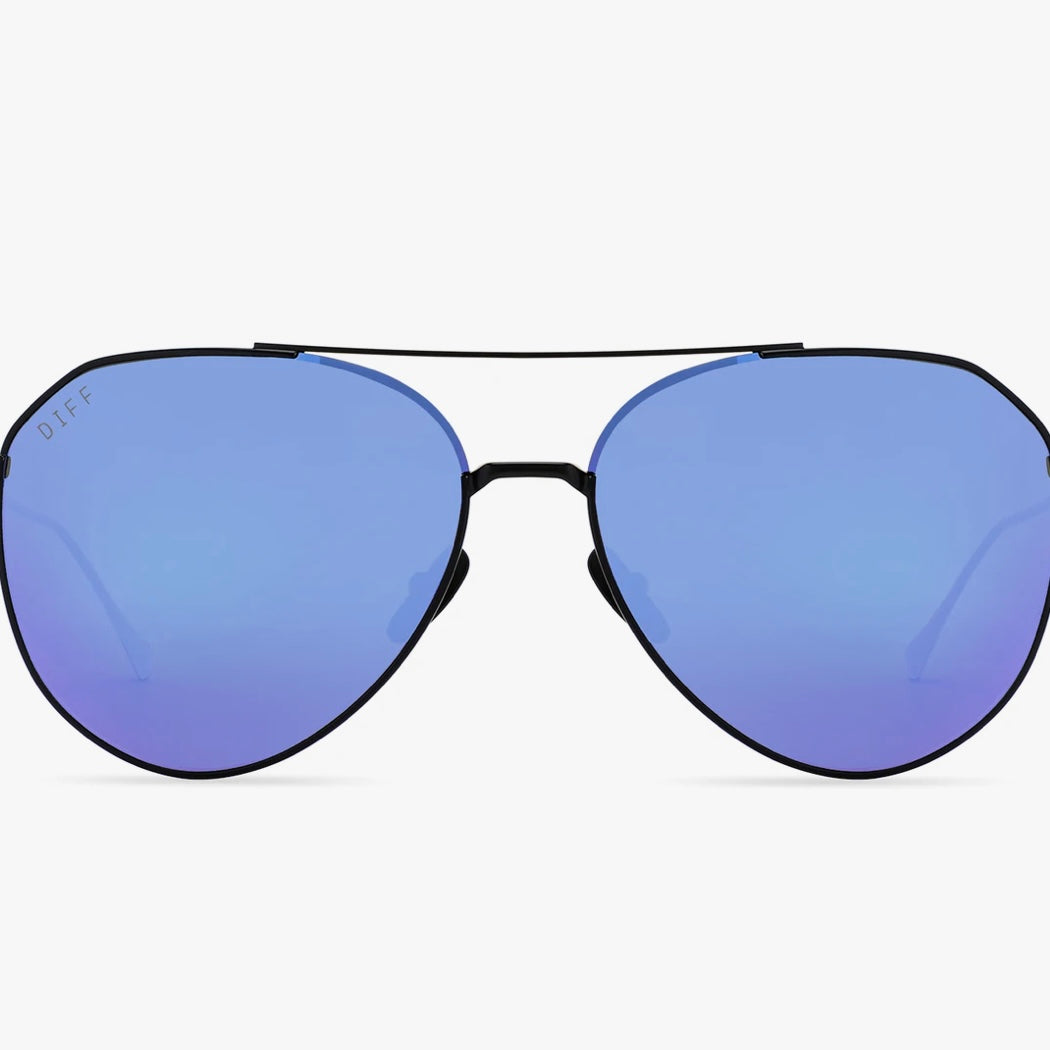 Style Guide Black and Blue Mirrored Sunglasses