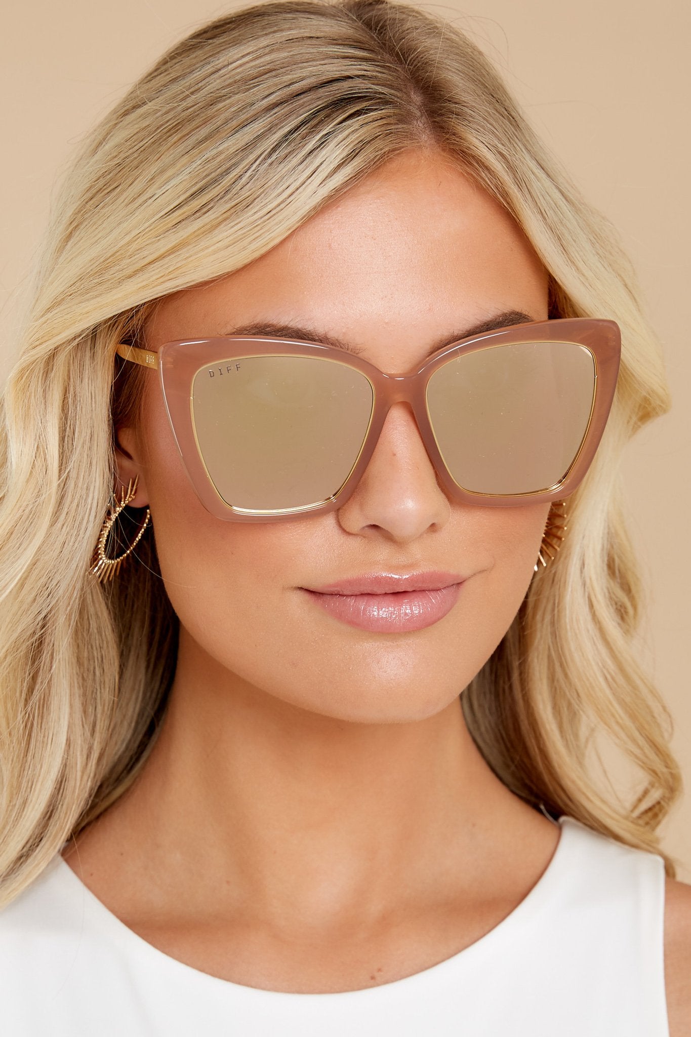 Diff Eyewear Becky Sunglasses Rose Gold/Pink Mirror