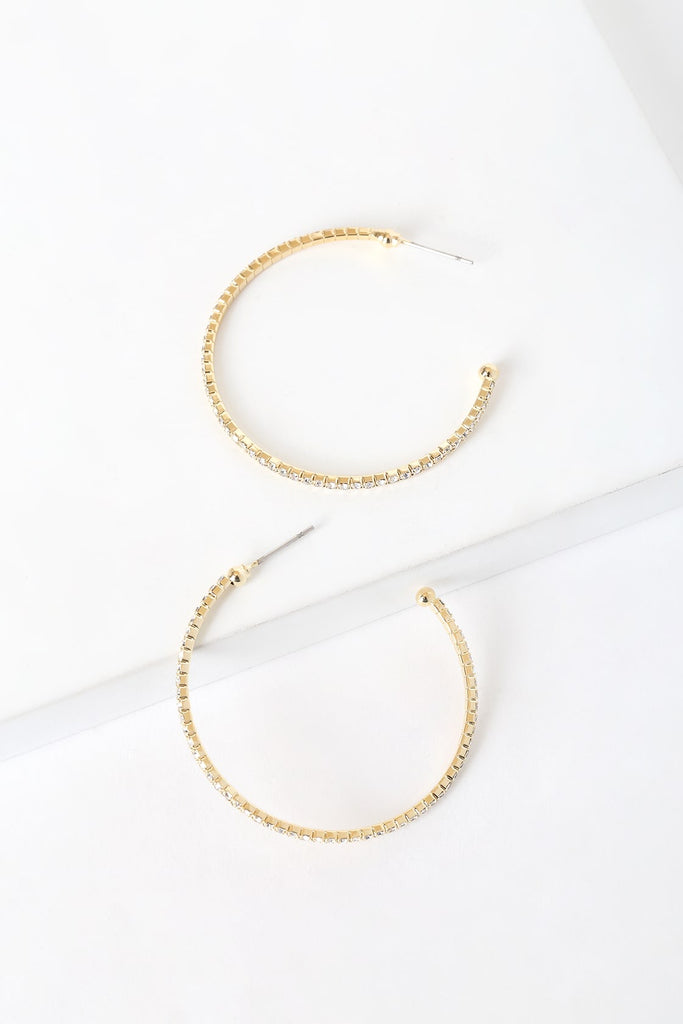 Gold Crystal Hoop Earrings - Glitzy Bella