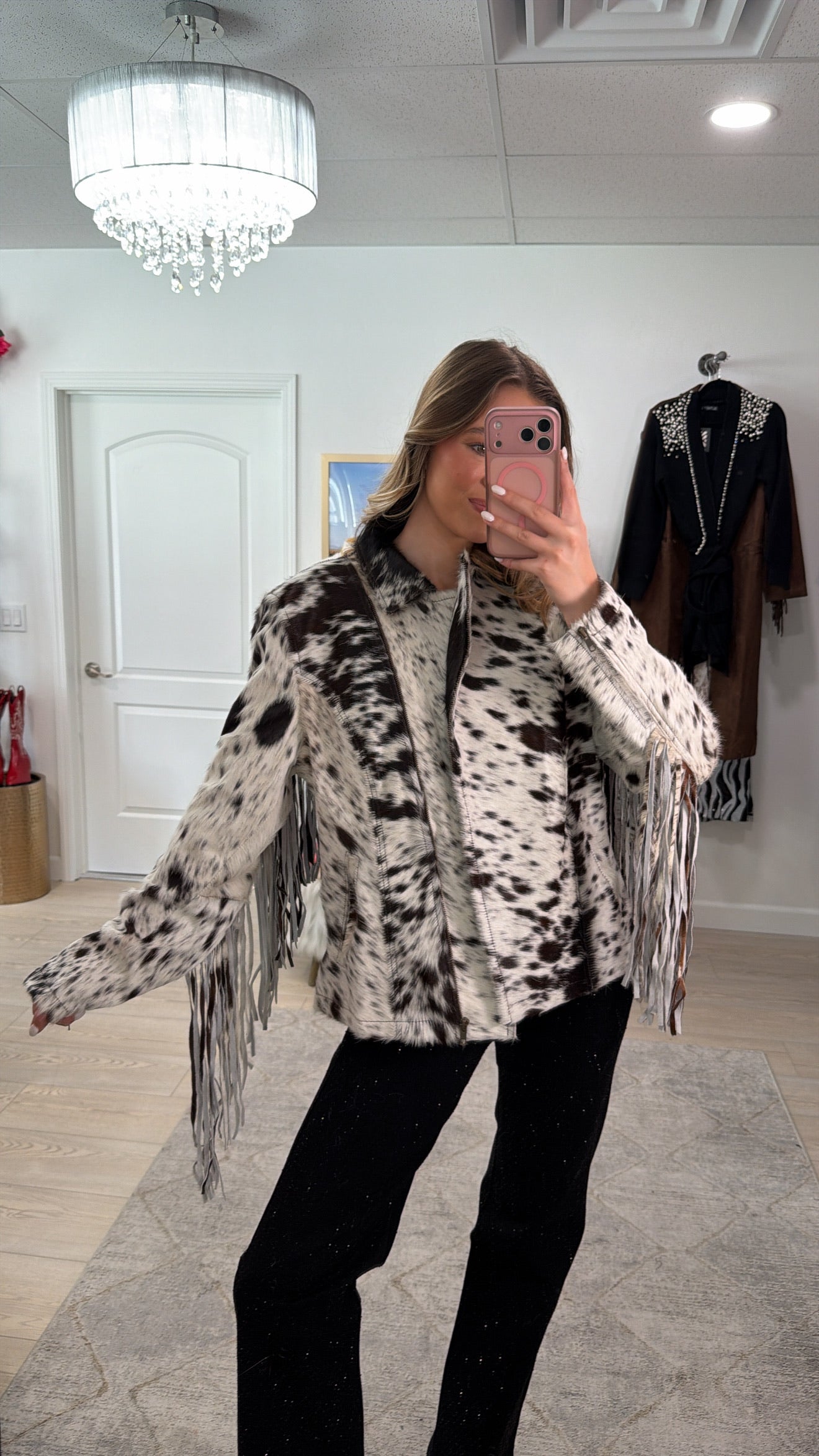 NEW!! Cowhide Jacket with Fringe #1 - Size Large
