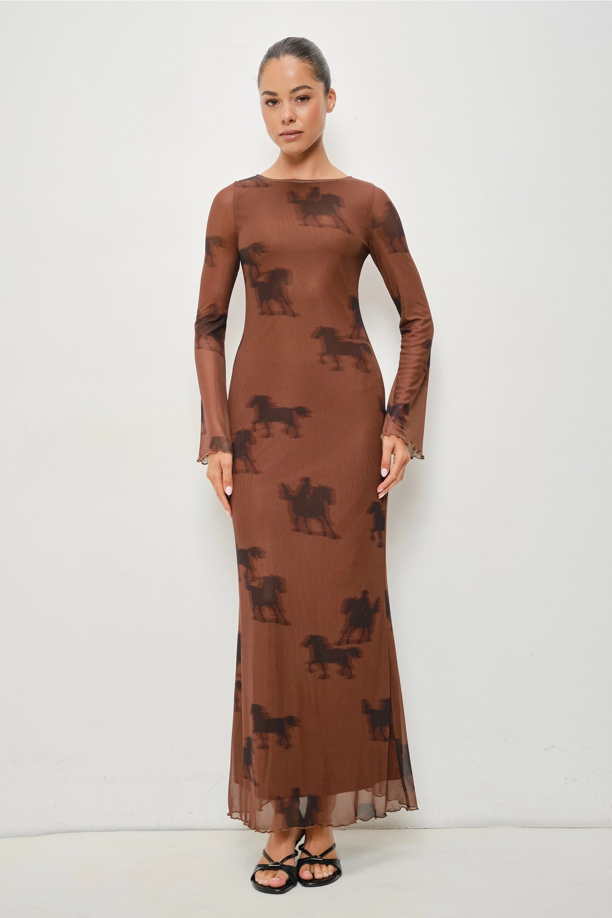 Mesh Horse Print Maxi Dress - PREORDER