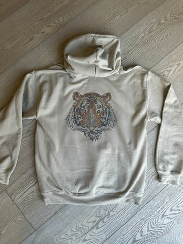 GB ORIGINAL!! Crystal Drawstring Sweatshirt w/ Tiger in Tan